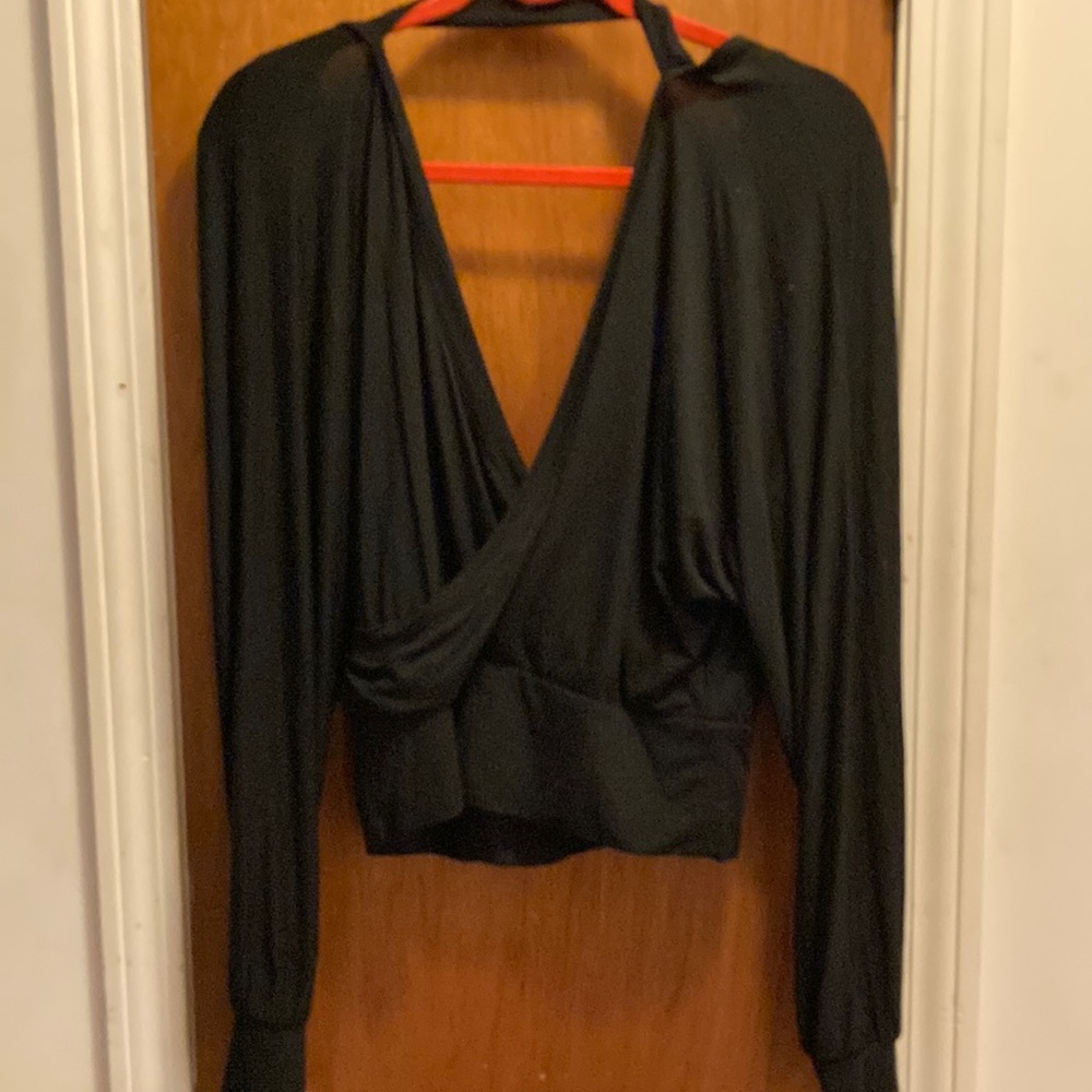 Express top.  New with tags.  Black, band at waist.  V in front, open back